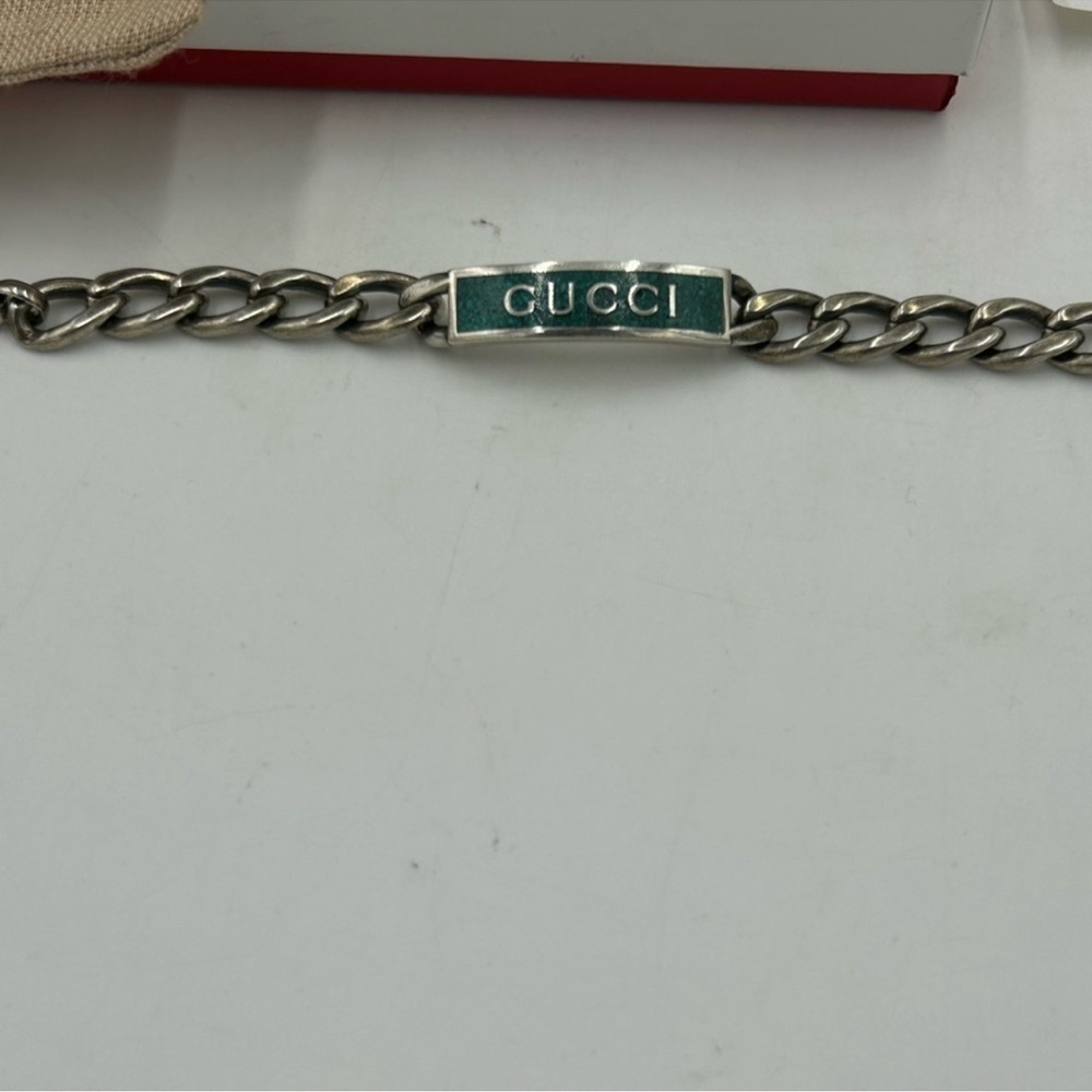 Gucci enamel logo ID link bracelet .925 sterling silver made in Italy - Picture 3 of 11